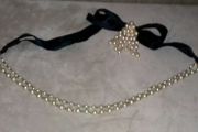 Pearl &amp; Ribbon Vintage Style Necklace