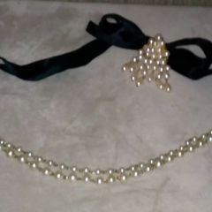 Pearl & Ribbon Vintage Style Necklace