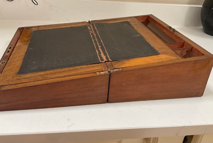 Antique walnut writing box