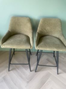 Olive Green Swivel Bar Stools - with legs
