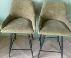 Olive Green Swivel Bar Stools - with legs