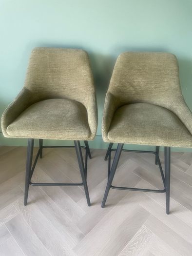 Olive Green Swivel Bar Stools - with legs