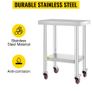 24 x 12 inch Stainless Steel Kitchen Worktable Commercial Work Bench Table with Caster Wheels & Undershelf for Home Restaurant Storage Image 4