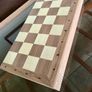 Vintage Style Marquetry Inlaid Folding Wooden Chess Checkers Draughts Pop Board Chess Pieces & Counters Image 2
