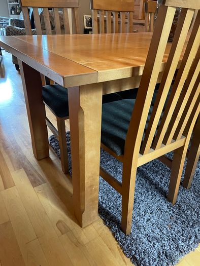 Solid Birch Wood Dining Table & 6 Chairs