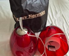 Set of red Fargo glass ceiling lamps