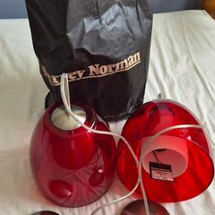 Set of red Fargo glass ceiling lamps