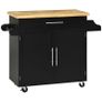 Kitchen trolley serving cart kitchen island, 1 spice rack, 1 towel rail, 109 cm x 40 cm x 89 cm, Black Image 4