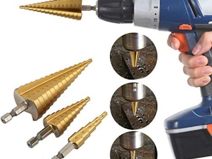 3PCS HSS Step Bits Set High Speed Steel Step Drill Bits Set - (4-12mm, 4-20mm and 4-32 mm) Cone Drill Bits Hole Cutter for Wood Stainless Steel Sheet Metal (FREE POSTAGE)