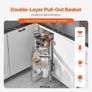 18"W Opening Blind Corner Pull Out Organizer, 2 Tier 4 Shelf Kitchen Cabinet Organizer, Magic Chrome Carbon Steel Storage Basket, Image 6