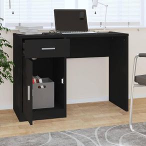 Desk with Drawer & Cabinet Black