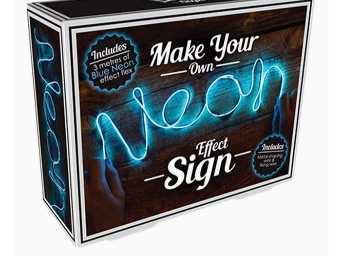Fizz Creations Make Your Own Neon Sign - 1 Metre Neon Blue String With x3 Different Settings & 3 Metre Shape Wiring - RRP - 18.99
