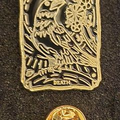 Tarot card, Death,  pin back badge.