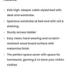 High sleeper with desk and wardrobe
