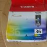 3 Canon PIXMA Ink Cartridges Genuine Original Cannon Cartridges 1 Black 35 and 2 Colour 36 New Sealed Image 5