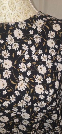 Primark Black White Floral Boho Blouse UK 14 Long Sleeve Top