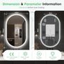 Oval Bluetooth Bathroom Mirror with LED Lights 600x1000mm, Anti-Fog, LED Bathroom Mirror with Memory, 3000K-6500K, Dimmable, HD Tempered Glass, IP44 Waterproof, Horizontal or Vertical Image 8