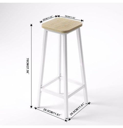 Bar Stools Square Base Set of 4,Tall Breakfast Bar Stools with Footrest for Kitchen