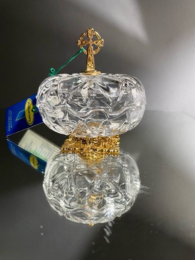Vintage Killarney Crystal Glass Trinket Dish 24% Lead Crystal 24 Ct Gold Finishing