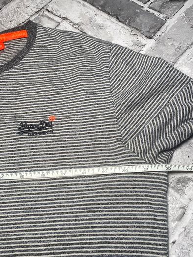 Vintage Superdry Orange Label Mens Stripe Long Sleeve T-shirt Size XXL
