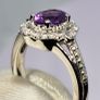 African Amethyst & Moissanite Ring in Rhodium Overlay Sterling Silver Image 6