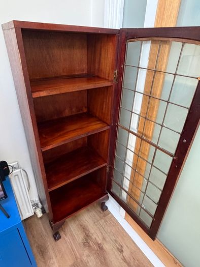 Vintage wooden display cabinet with glass door
