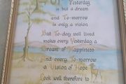 Vintage gold framed picture with inspirational quote from the 1960s