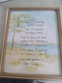 Vintage gold framed picture with inspirational quote from the 1960s