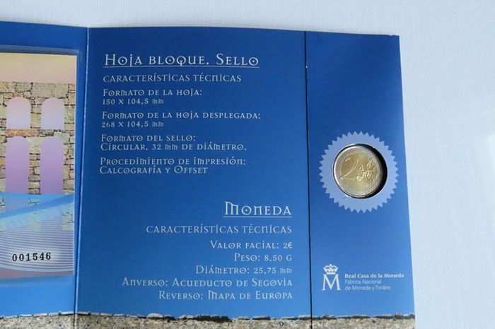 Spain 2016 2 euro coincard - Segovia Aqueduct - Sealed with Stamps