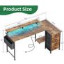 Corner Desk with 4 Drawers, L Shaped Computer Desk with LED Lights & Power Outlets, 160x80cm Reversible Home Office Workstation with Monitor Stand, Writing Desk with PC Stand, Vintage Image 8