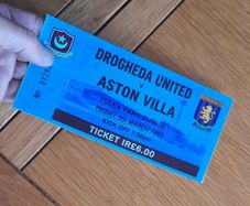 Drogheda United v Aston Villa Souvenir Ticket Tolka Park Dublin 1993