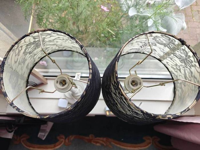 Two black and white lamps