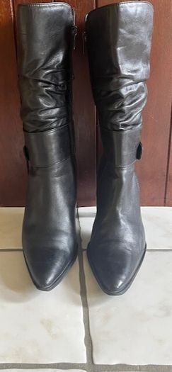 Marco Tozzi  Black leather boots-Softest Leather High Heels Size Uk 6 Eu 39.  Elegant.  In SUPER Condition.