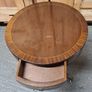 Classic Vintage Round Drum Table with Drawer and Castors Image 2