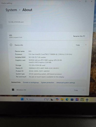 MSI GP66 Leopard i7 rtx3080
