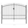 Fence Gate Double Door with Spike Top Steel 3x2 m Black Image 5