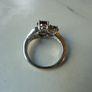 925 Sterling Silver Purple Spinel and Diamond Trilogy Cluster Ring Size N 1/2 Image 2