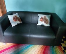Small leatherette sofa