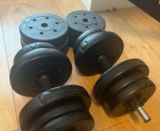 barbells around 30kgs and benchpress
