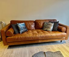 EZ LIVING SCOTT Cigar 3 seater sofa soft Italian leather charme