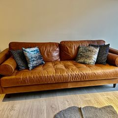 EZ LIVING SCOTT Cigar 3 seater sofa soft Italian leather charme