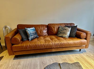 EZ LIVING SCOTT Cigar 3 seater sofa soft Italian leather charme