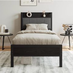 87) 3ft Single Bed Frame with Storage Headboard