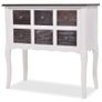 Console Cabinet 6 Drawers Brown and White Wood Image 2