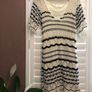 ZARA Black & White Crochet Knit Mini Dress - Size 6 Image 2