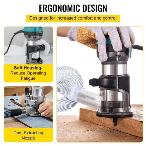 Router Tool, 710W Wood Router, Router for Woodworking with Three Router Collets, Wood Router Tool with Fixed Base, Woodworking Router with Aluminum Shell and 13000 - 33000 r/min Rotating Speed (FREE SHIPPING)