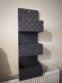 Black Woven Wall Hanging Storage Organizer - 4 Pocket