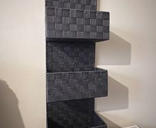 Black Woven Wall Hanging Storage Organizer - 4 Pocket