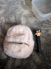 Claires fluffy pink purse