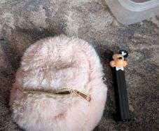 Claires fluffy pink purse